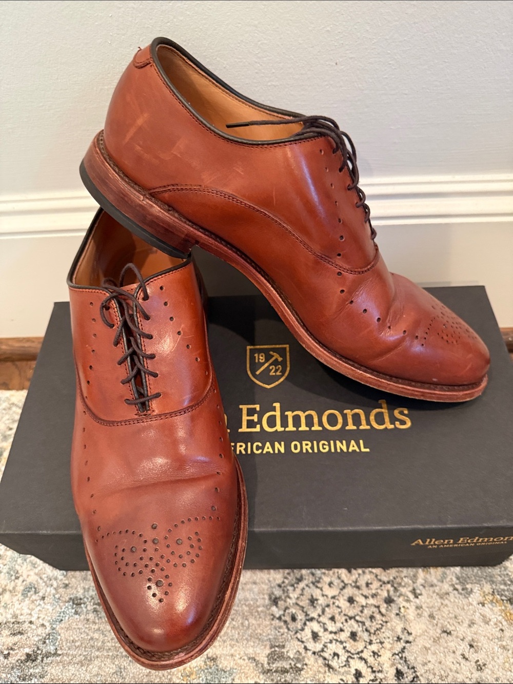 Allen Edmonds Tan Leather Wingtip Derbys